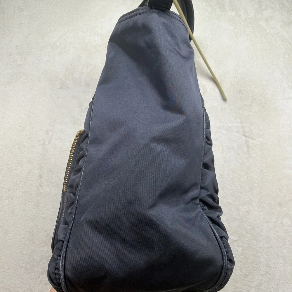 Coach‎ Tote Bag Women's Navy Nylon Leather Trim Shoulder Purse Zip Top